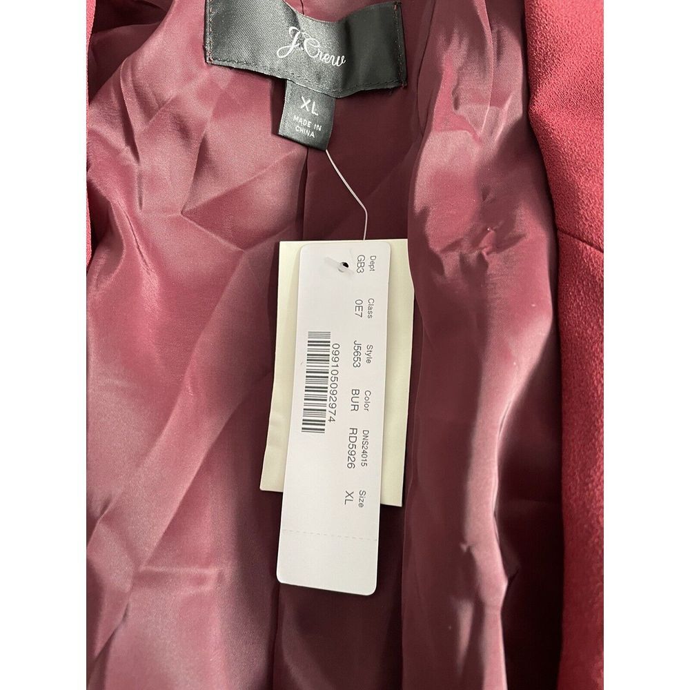 J.Crew NWT $178 Women's 365 Crepe Wrap Blazer Jacket Lapels Burgundy Red XL - Picture 5 of 5